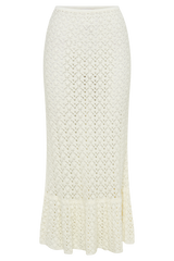 Anais Frill Knit Midi Skirt - Ivory