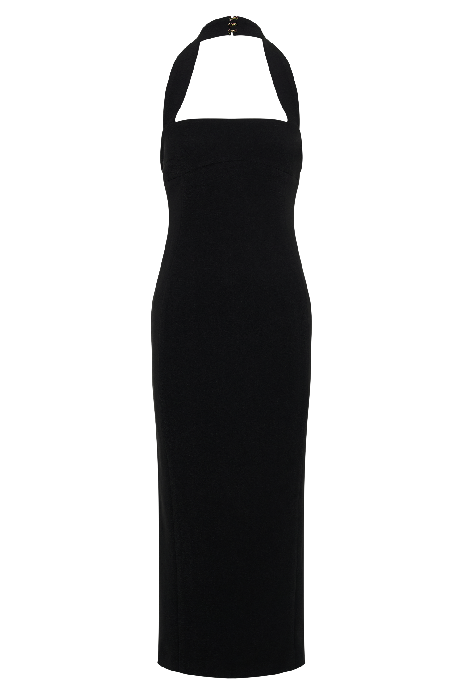 Amelita Suiting Halter Midi Dress - Black