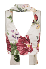 Carla Satin Sleeveless Top With Scarf - Bella Rosa Print