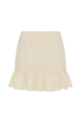 Delfina Linen Mini Skirt With Ruffle - Lemon Sherbet