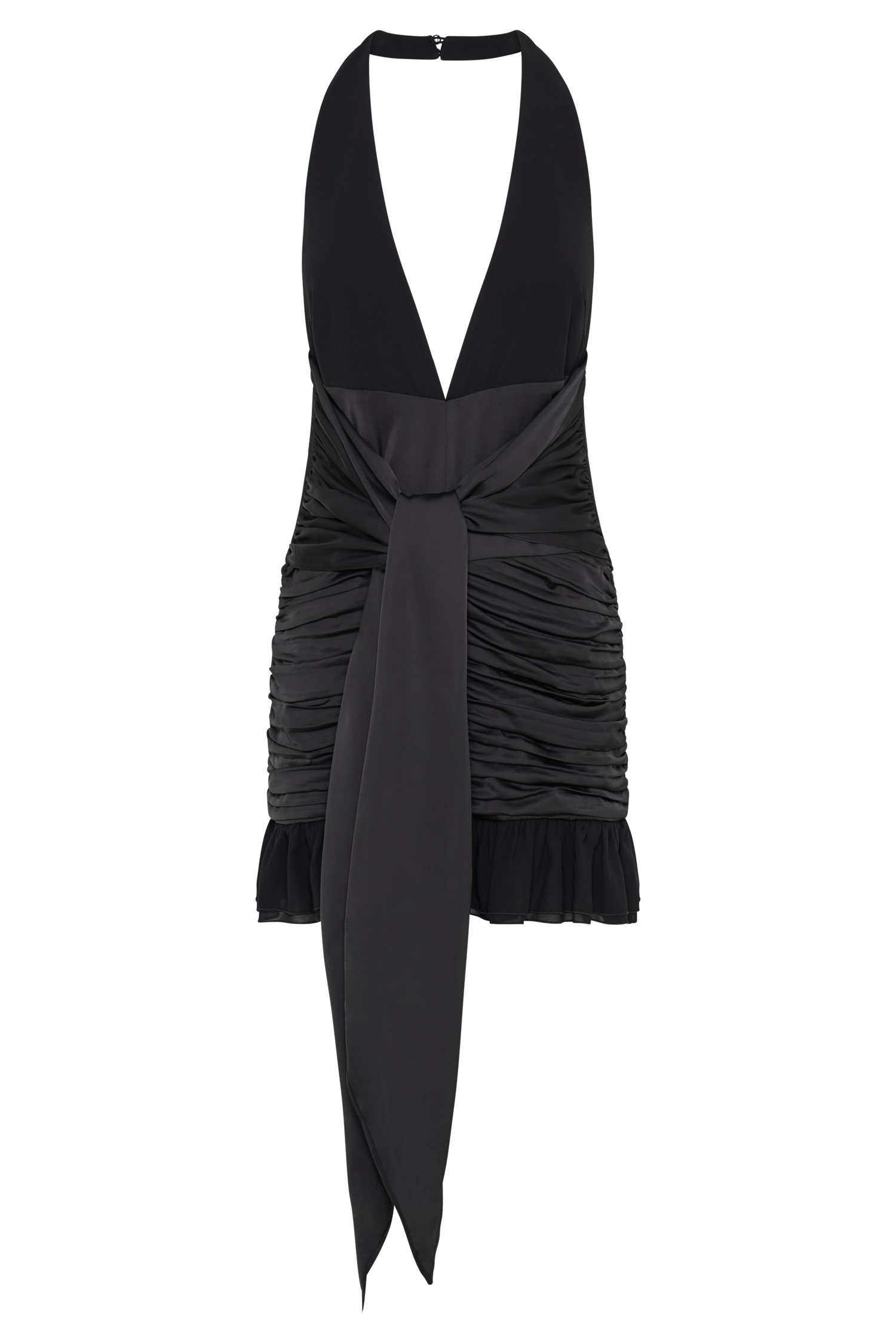 Ambrosi Satin Chiffon Mini Dress - Black