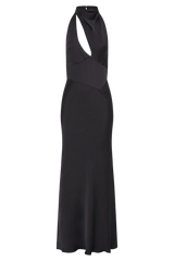 Belladonna Satin Halter Maxi Dress - Black