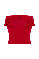Bea Strapless Slinky Ruffle Top - Pomegranate