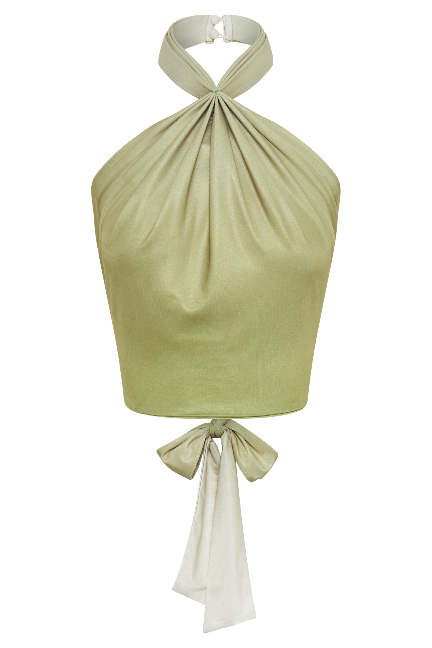 Bronwyn Slinky Halter Crop Top - Ombre Vintage Olive