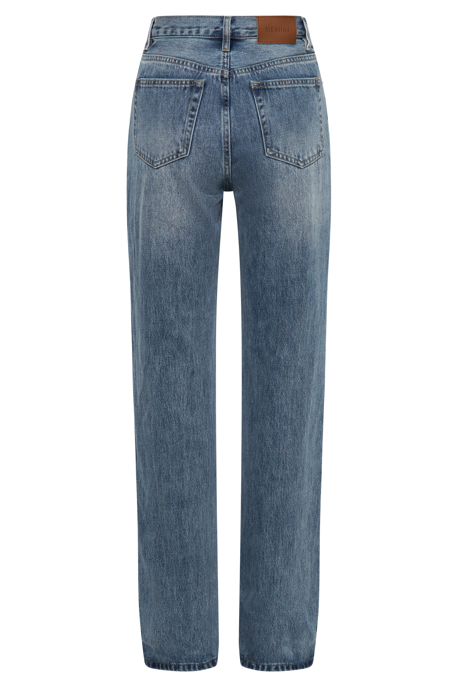 Janine High Waisted Straight Leg Jeans - Washed Mid Blue