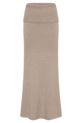 Karlie Knit Maxi Skirt With Ribbed Waist - Taupe Marle