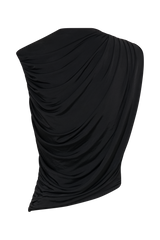 Griselda Draped Slinky Sleeveless Top - Black