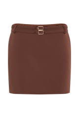 Letitia Suiting Mini Skirt With Buckle - Wood
