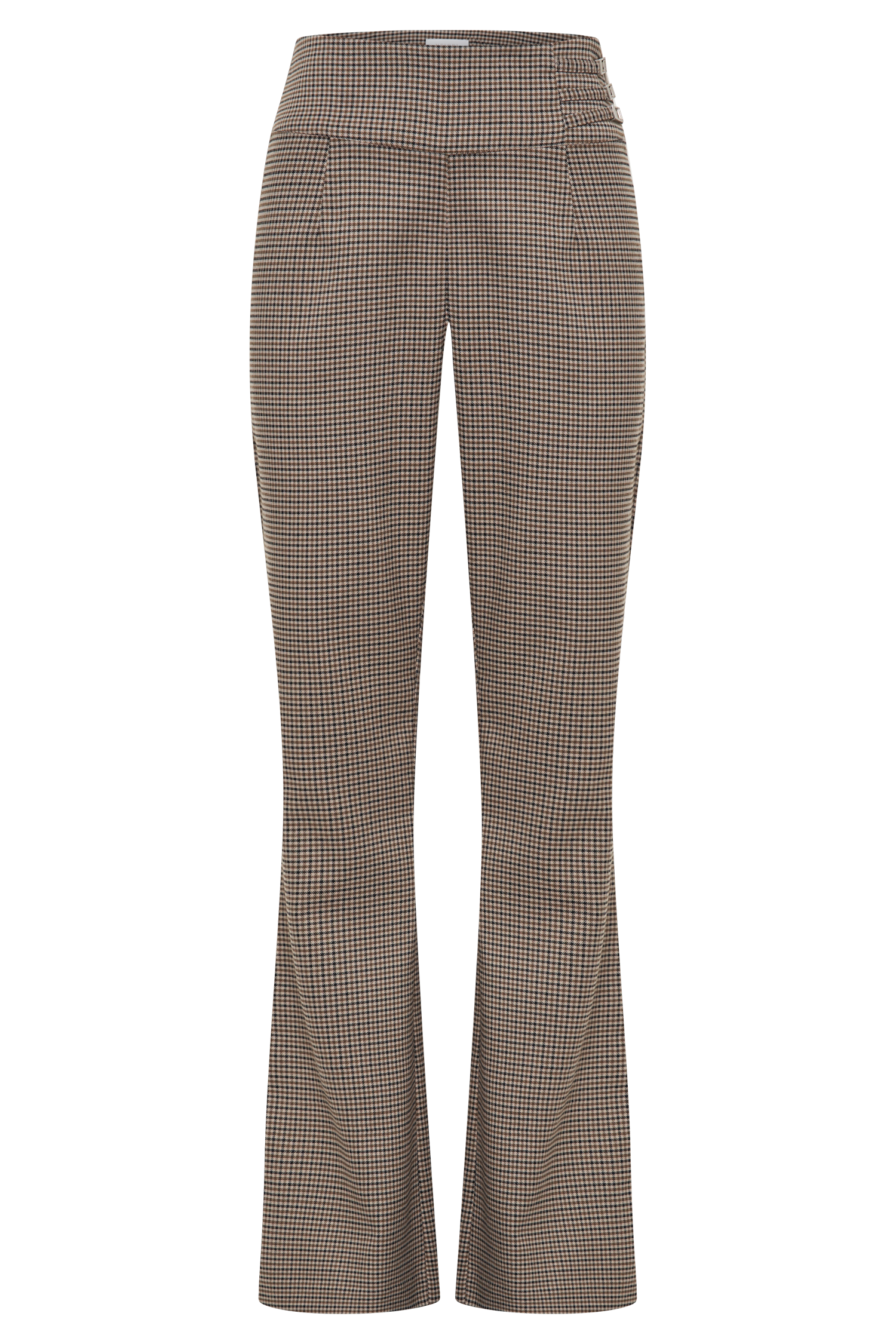 Sweeney Mid Rise Buckle Straight Leg Pant - Tan Check