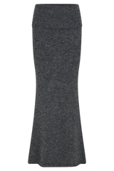 Charlotte Knit Maxi Skirt With Overlay - Charcoal