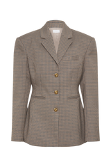 Mila Shaped Blazer - Tan Check