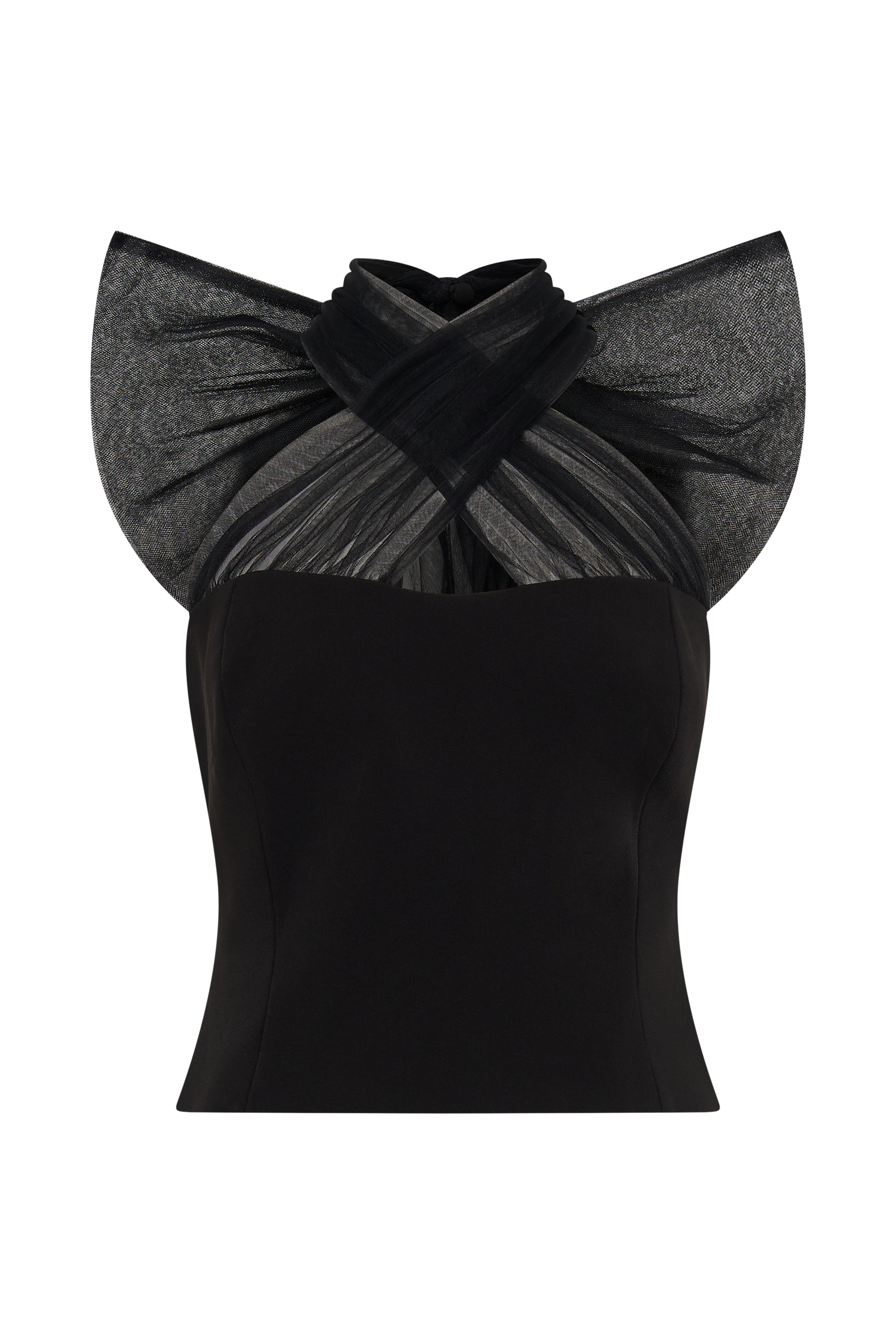 Maryam Tulle Bow Top -  Black