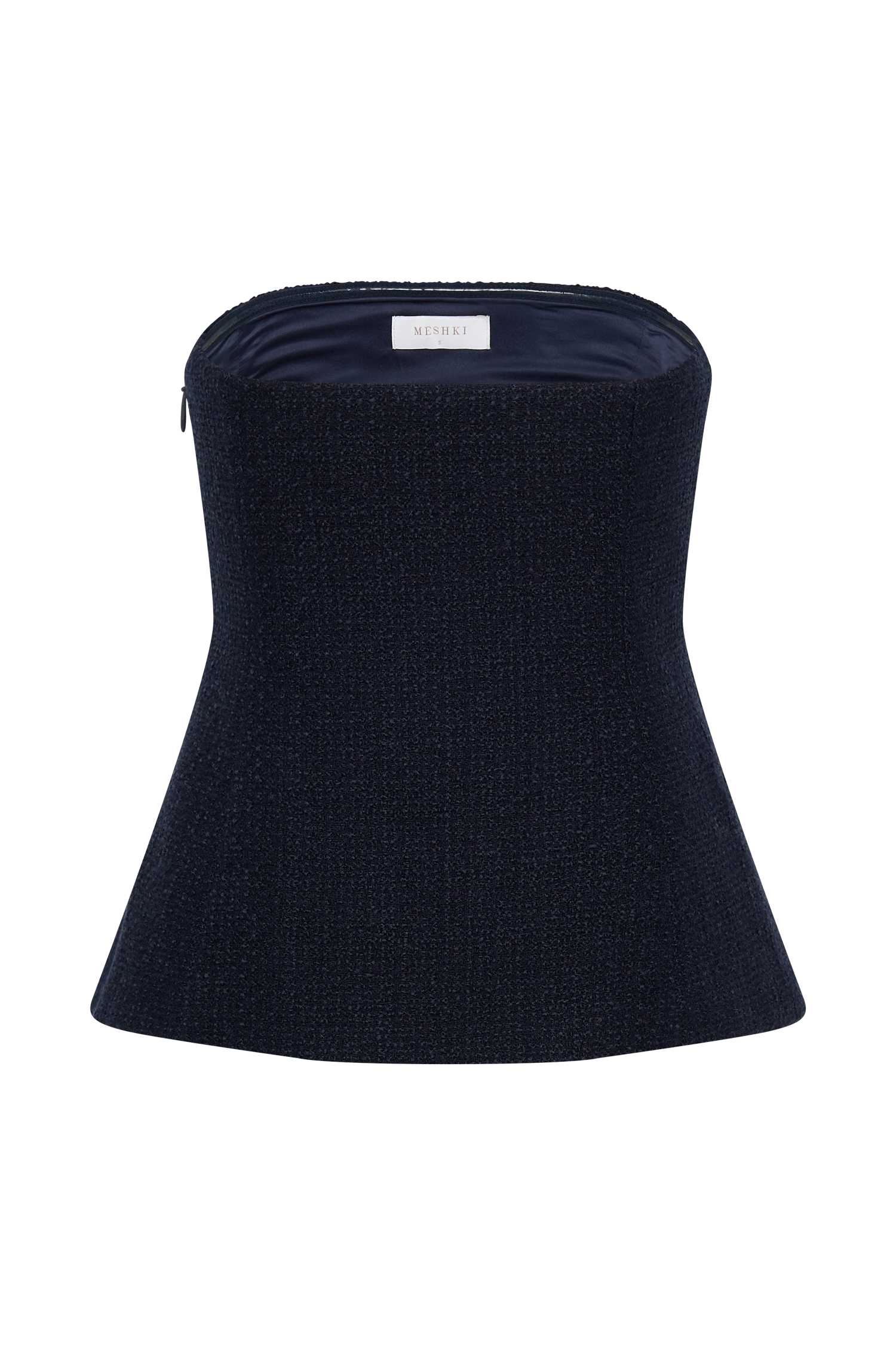 Cyrus Strapless Boucle Top - Navy