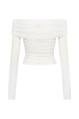Lucinda Recycled Nylon Off Shoulder Top - White