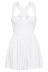 Loz Tie Back Linen Mini Dress - White
