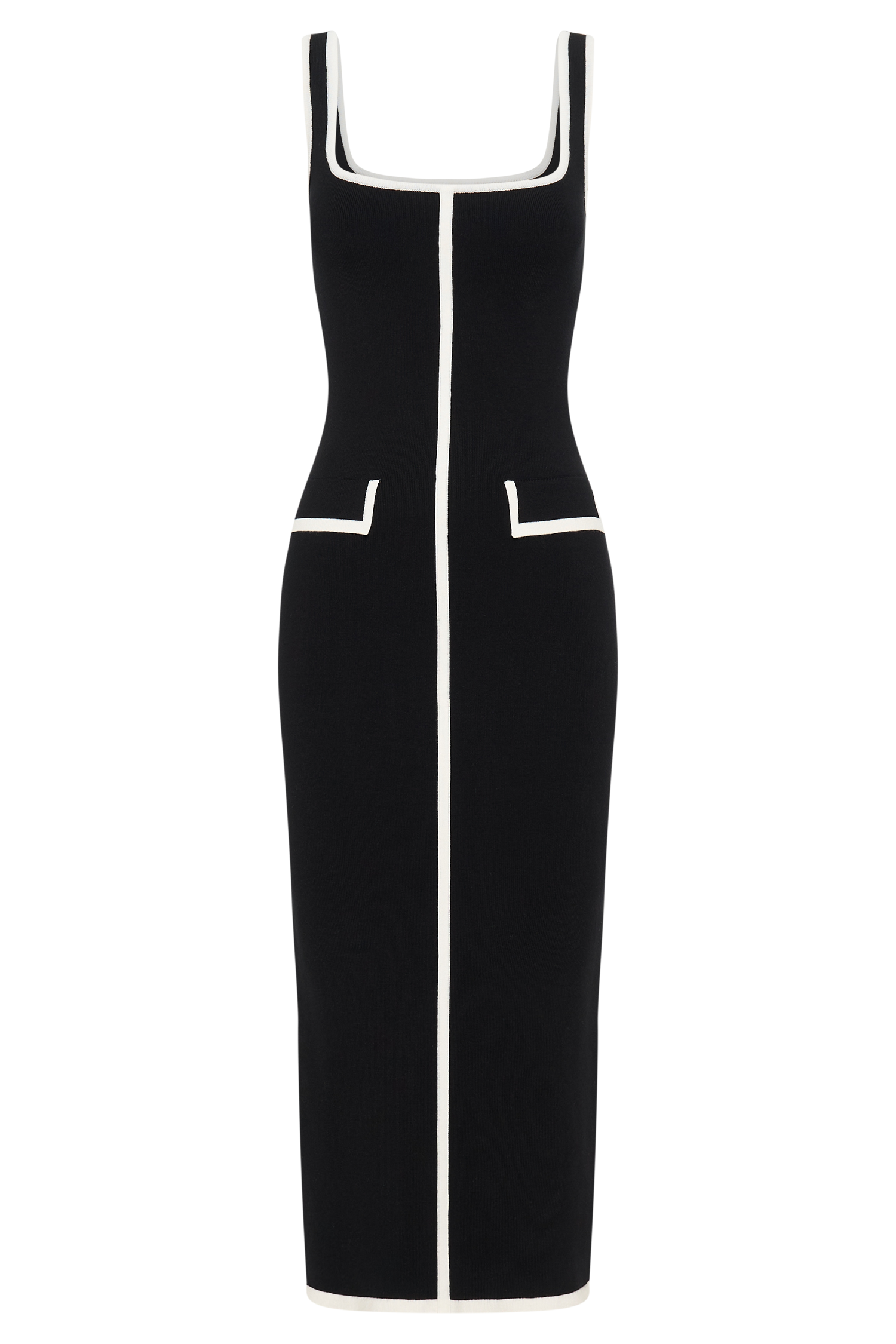 Eimear Contrast Knit Midi Dress - Black/White