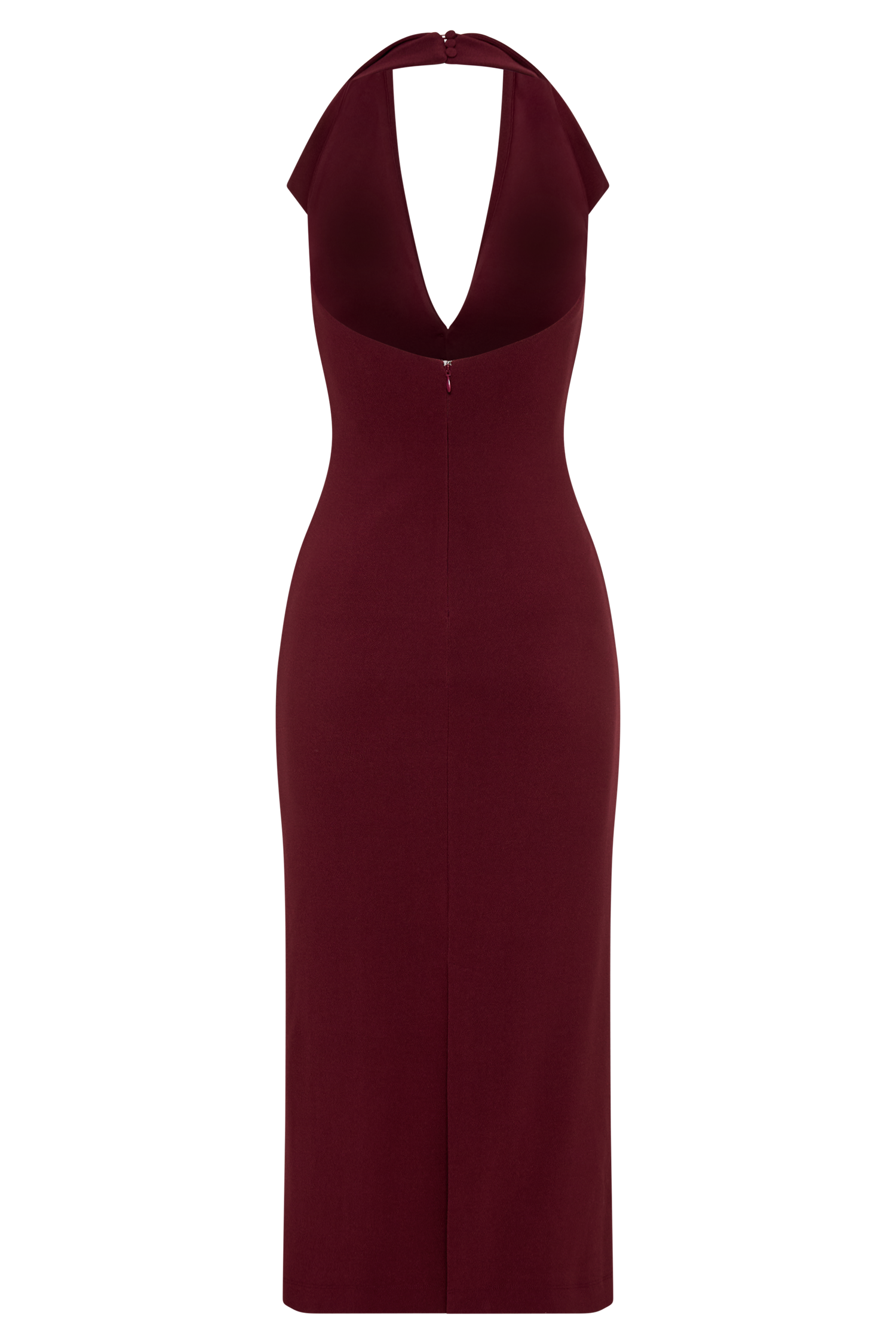 Annita Crepe Halter Midi Dress - Merlot