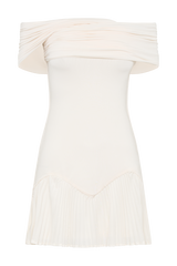 Melina Slinky Off Shoulder Mini Dress - Ivory