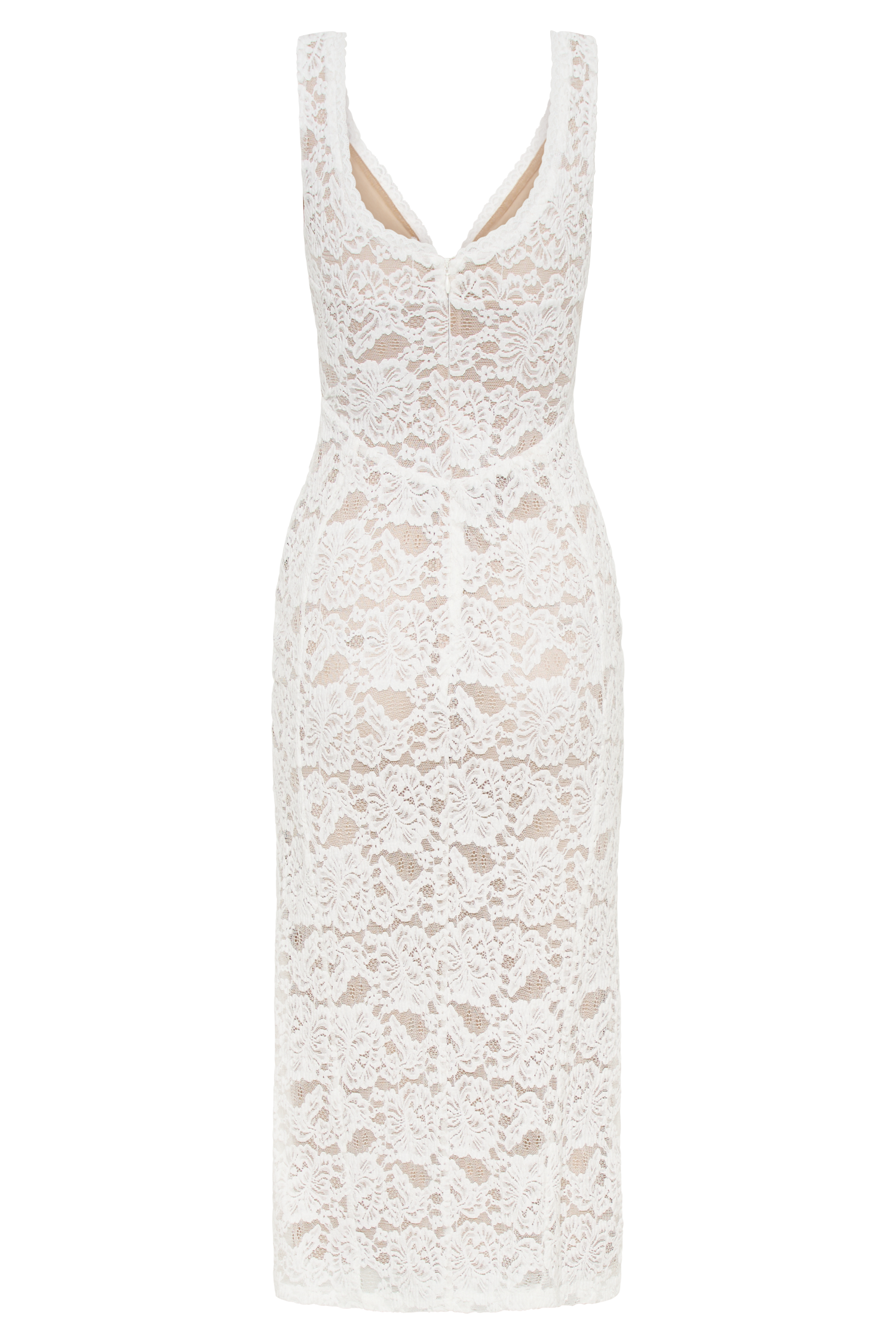 Doria Lace Plisse Midi Dress - Ivory