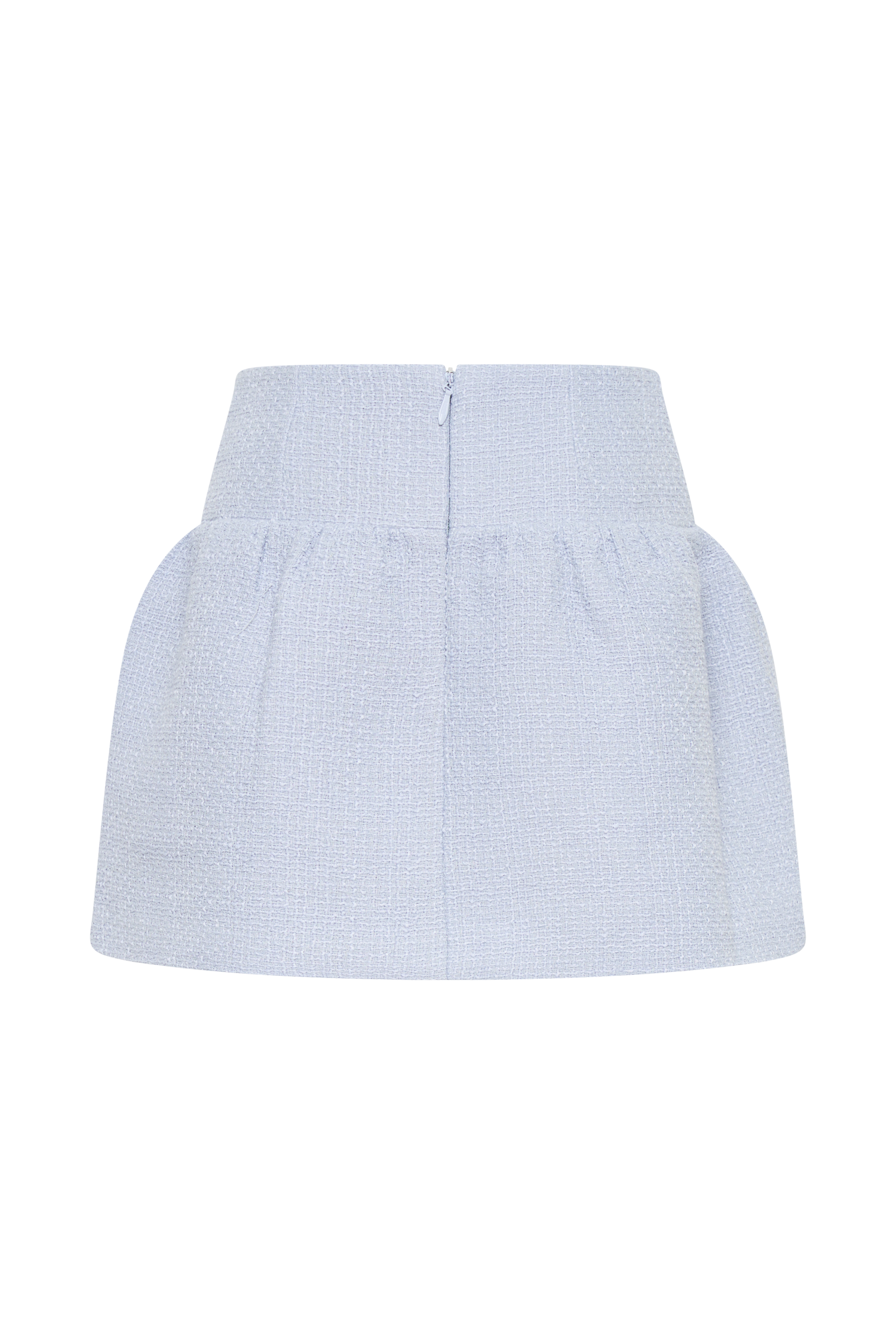 Cyrus Gathered Boucle Mini Skirt - Sky Blue