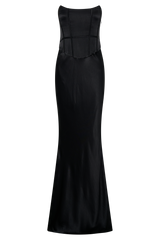 Harlow Satin Strapless Maxi Dress - Black