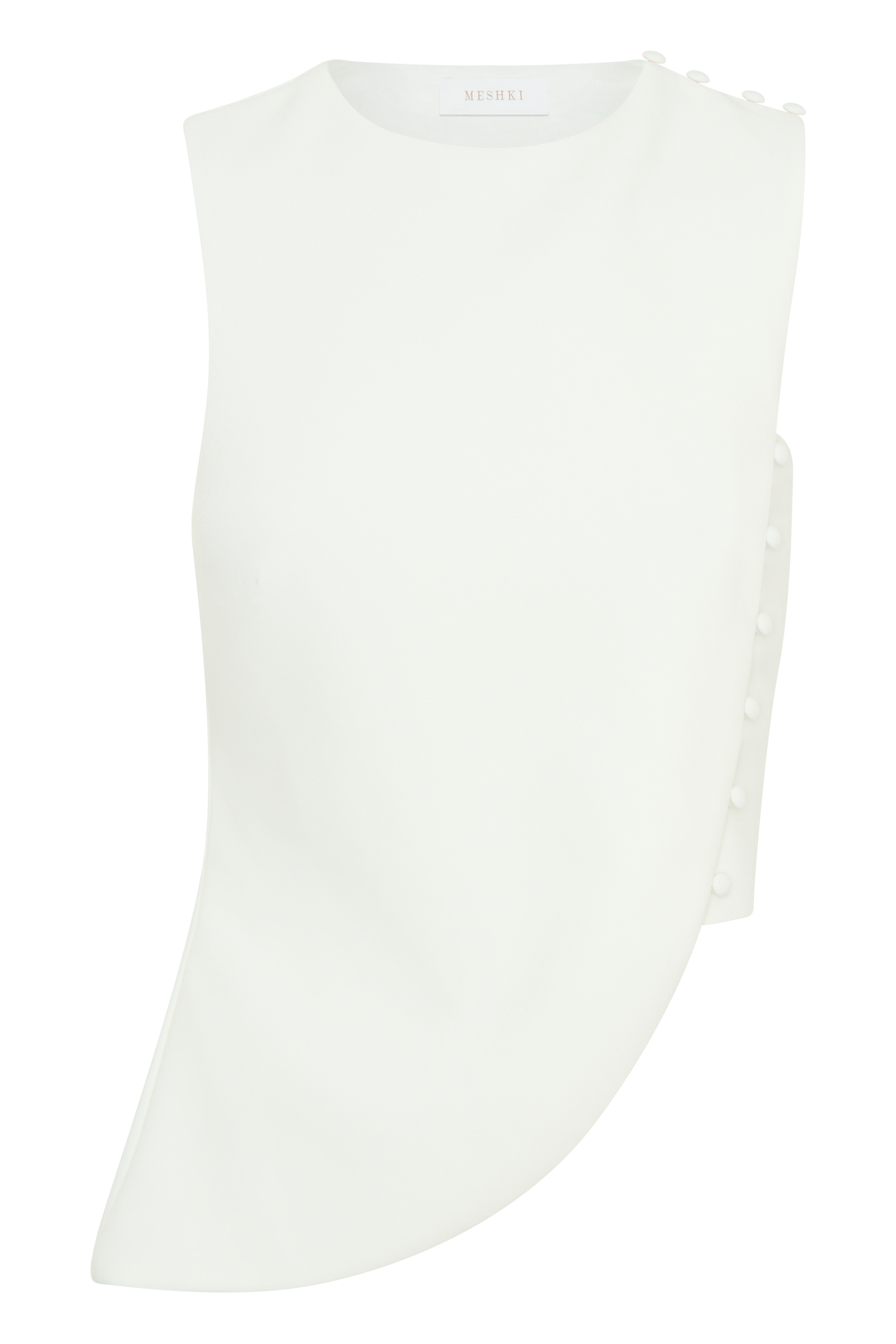 Astrid Asymmetric Sleeveless Suiting Top - White