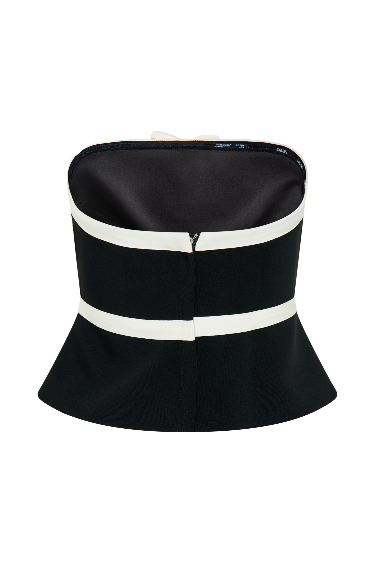 Aisha Strapless Suiting Top With Contrast Bows - Black & White