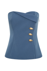 Lindie Strapless Suiting Top - Steel