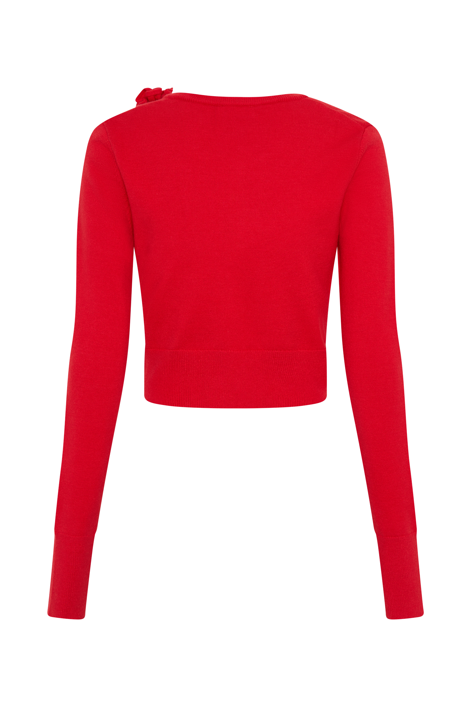 Gianna Knit Cardigan With Flowers - Red