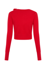 Gianna Knit Cardigan With Flowers - Red
