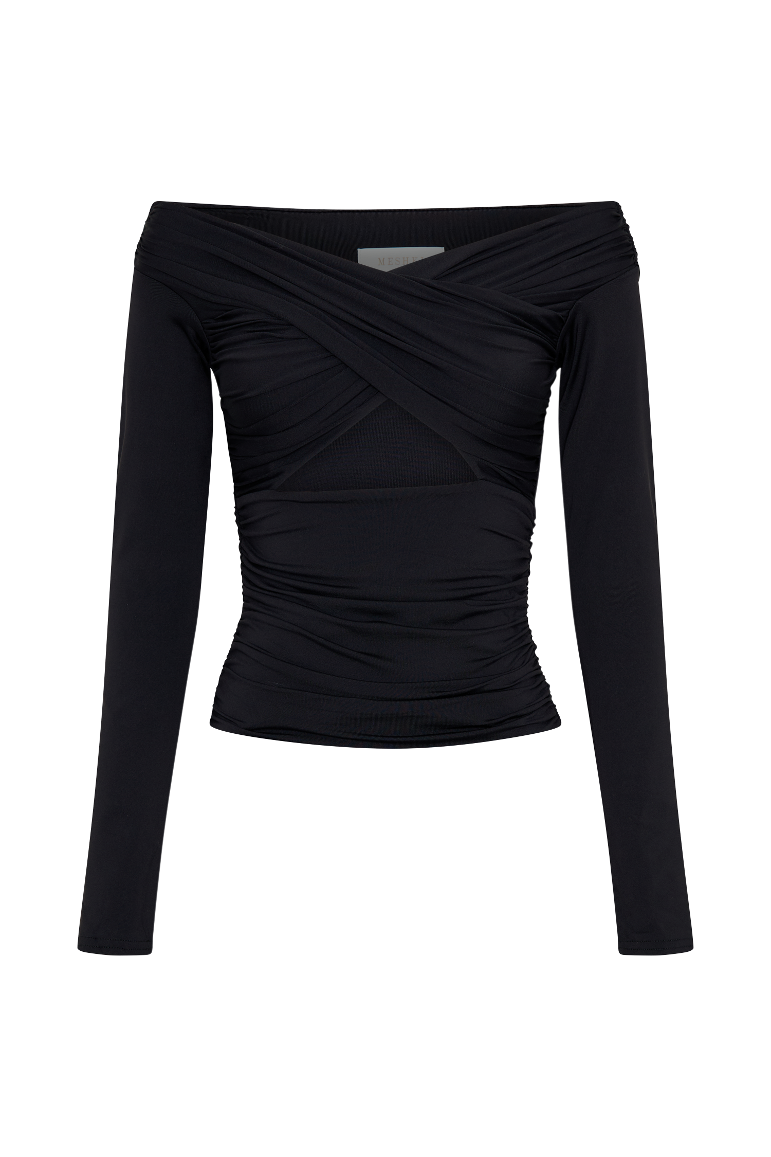 Jaden Off Shoulder Recycled Nylon Top - Black
