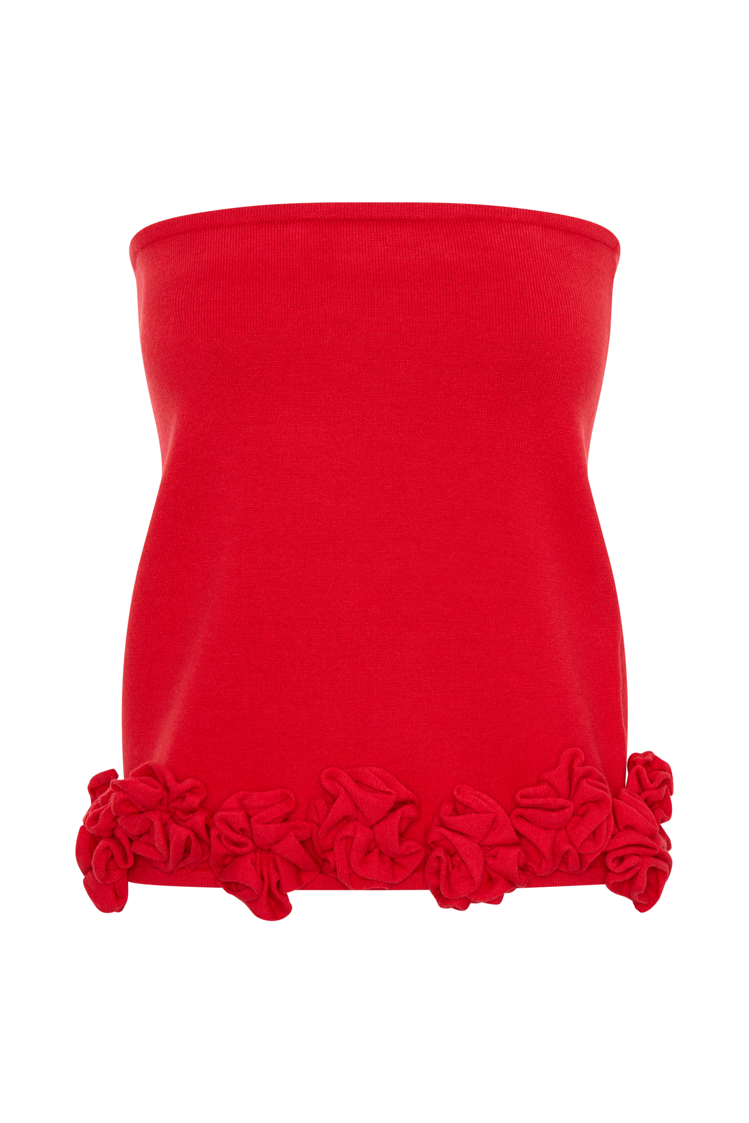Gianna Knit Mini Skirt With Flowers - Red