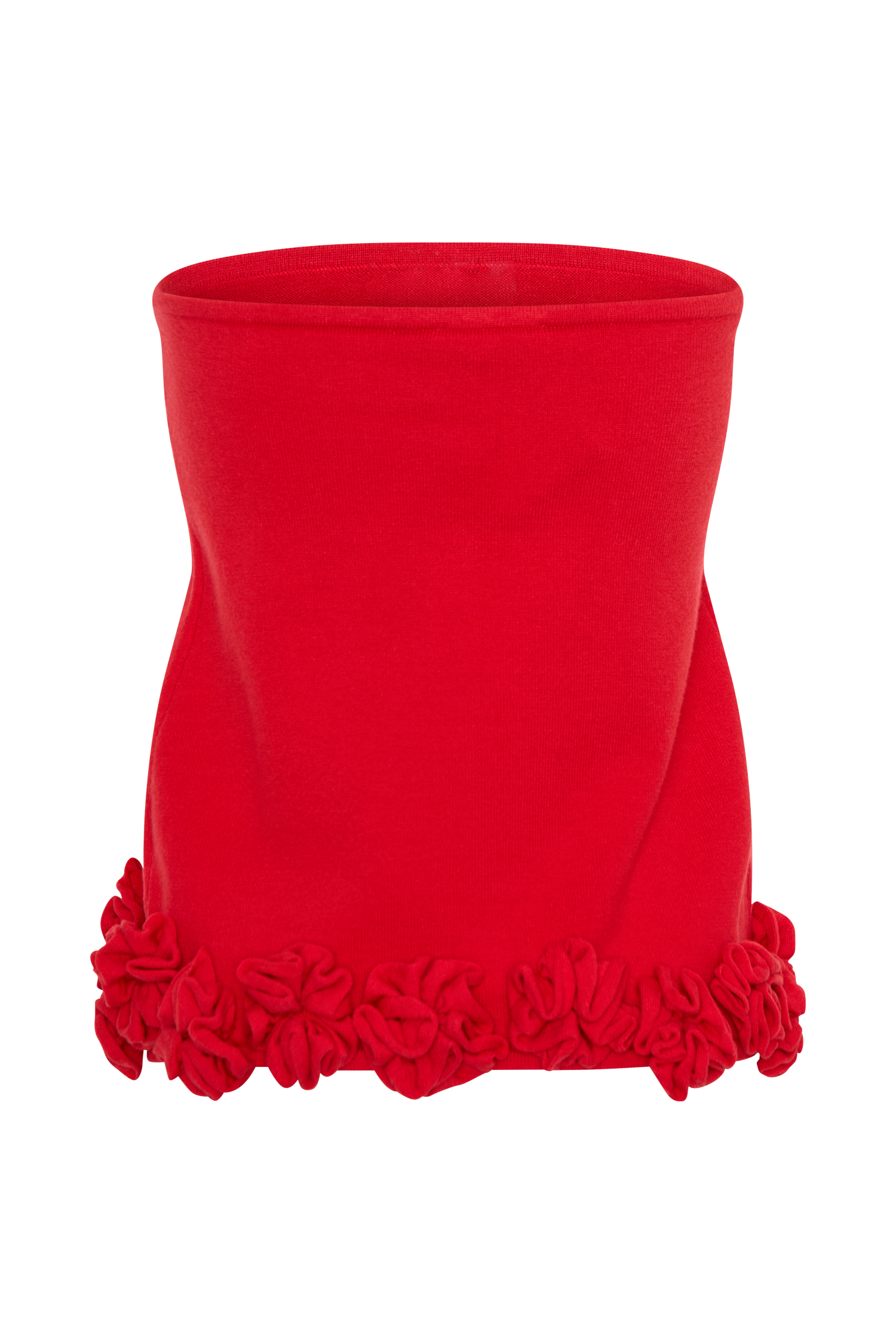 Gianna Knit Mini Skirt With Flowers - Red