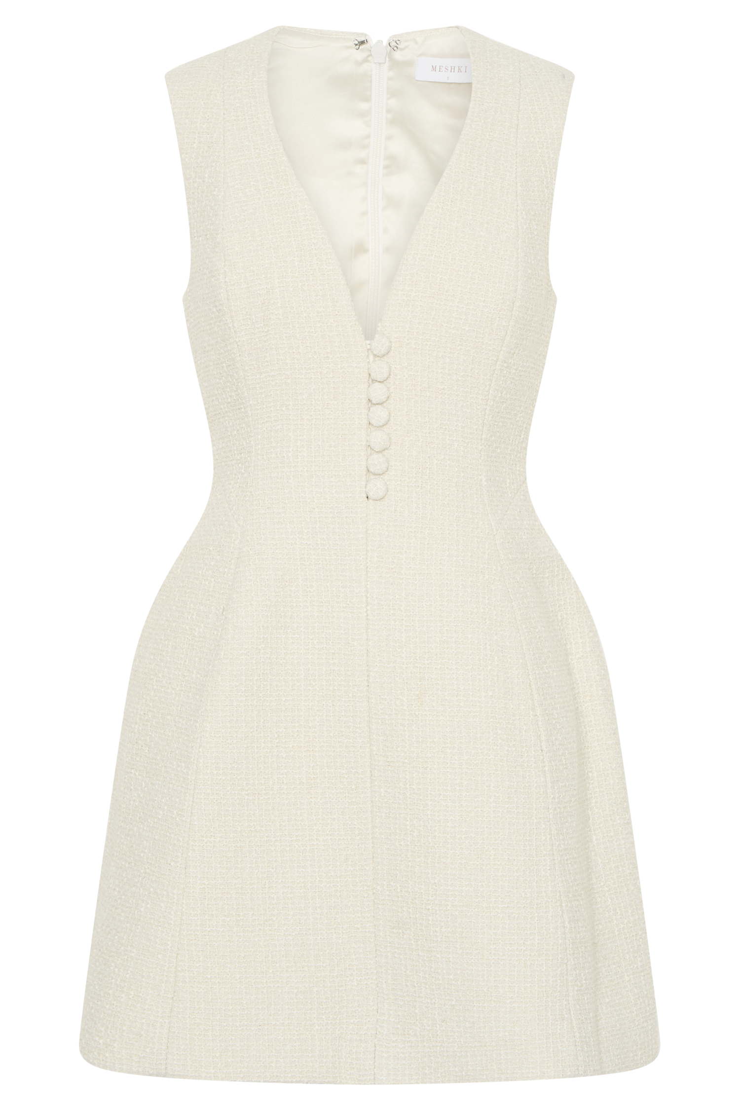 Danna Boucle Mini Dress With Pleats - White
