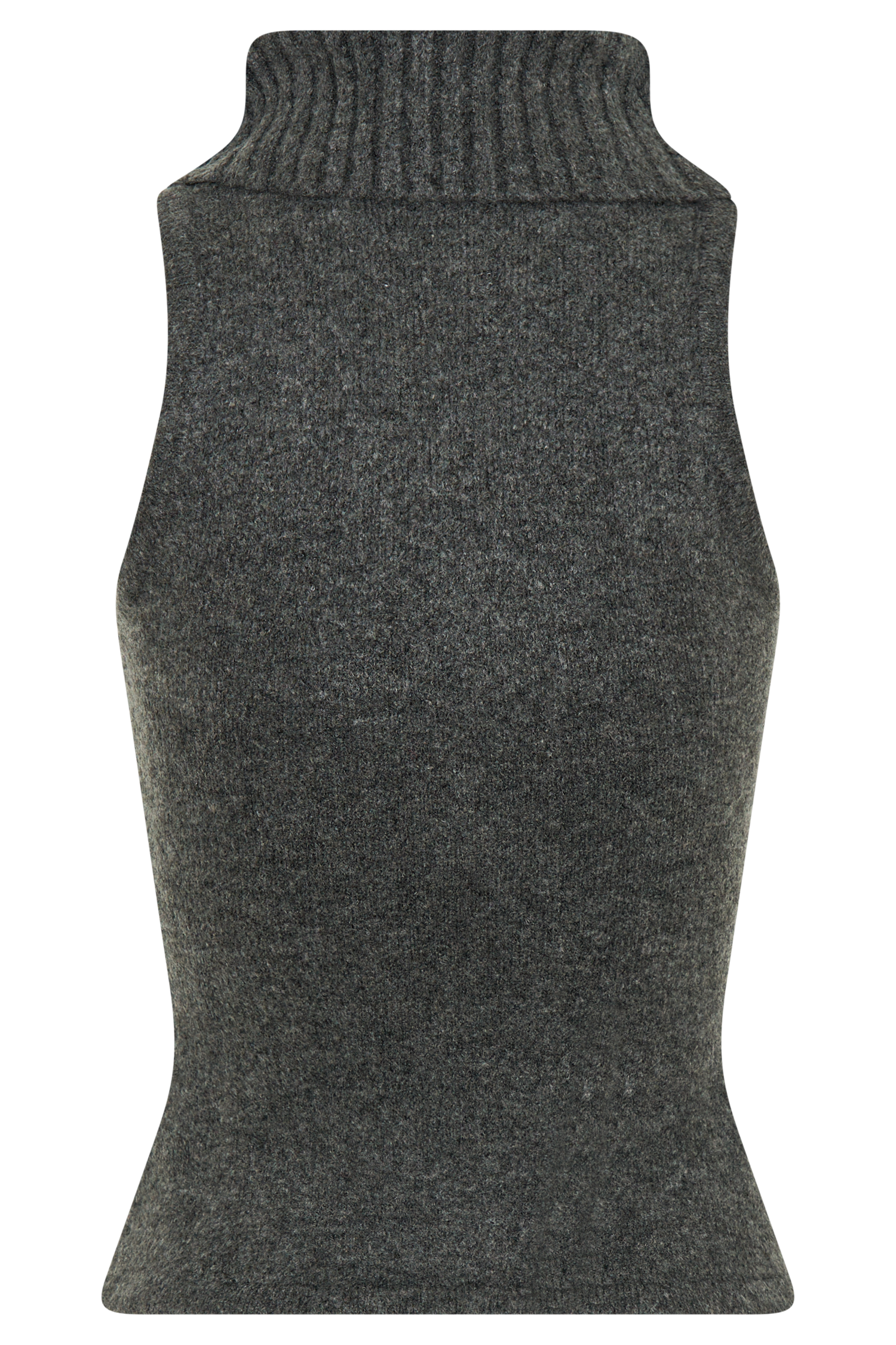 Elise Roll Neck Knit Top - Charcoal Marle