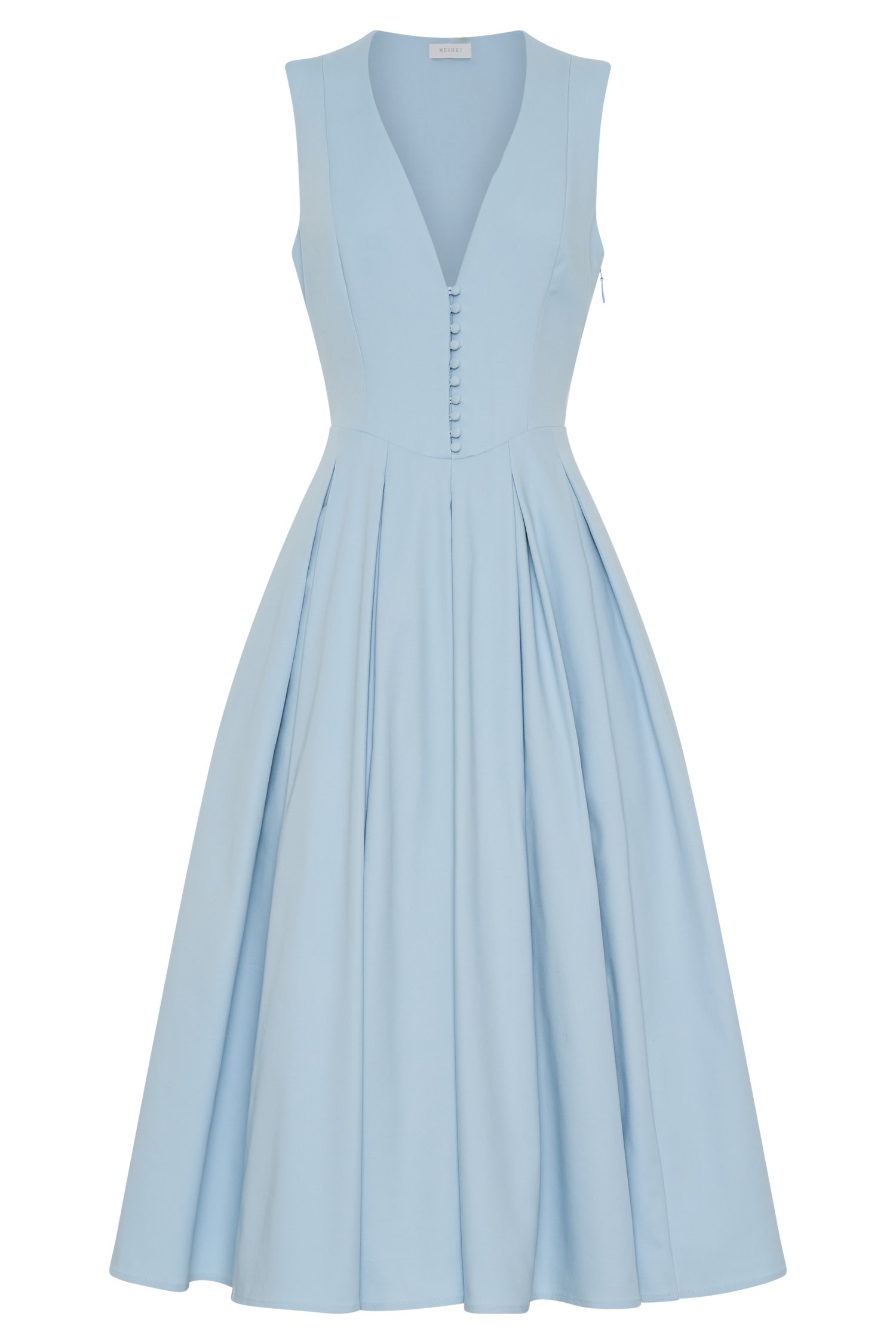 Keely Cotton Sleeveless Midi Dress - Sky Blue