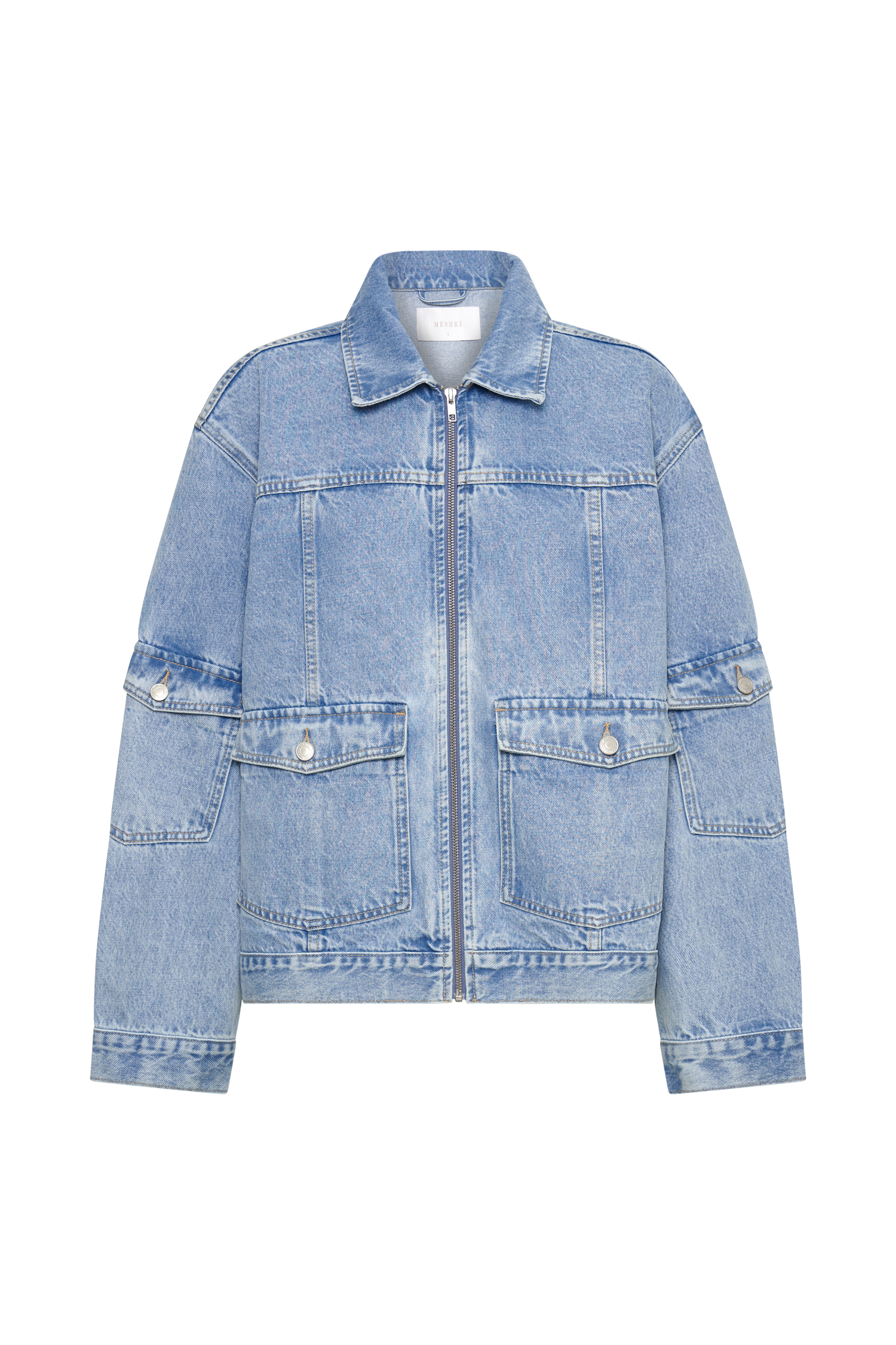 Rylee Oversized Denim Jacket - Mid Blue