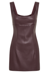 Cara Faux Leather Mini Dress - Plum