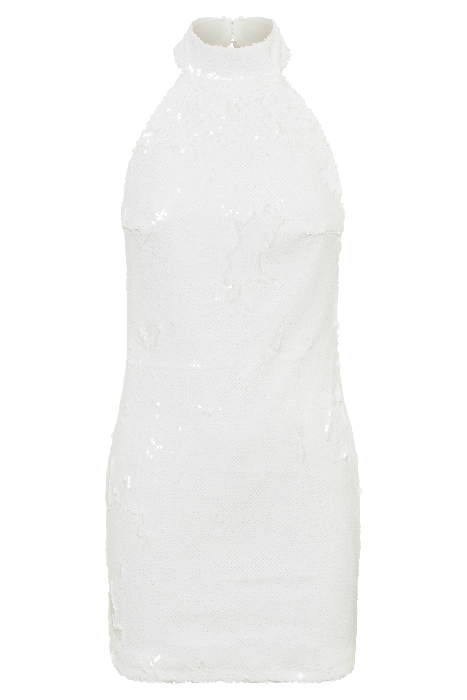 Jayne Sequin Halter Mini Dress - White