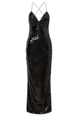 Gracie Sequin Maxi Dress - Black