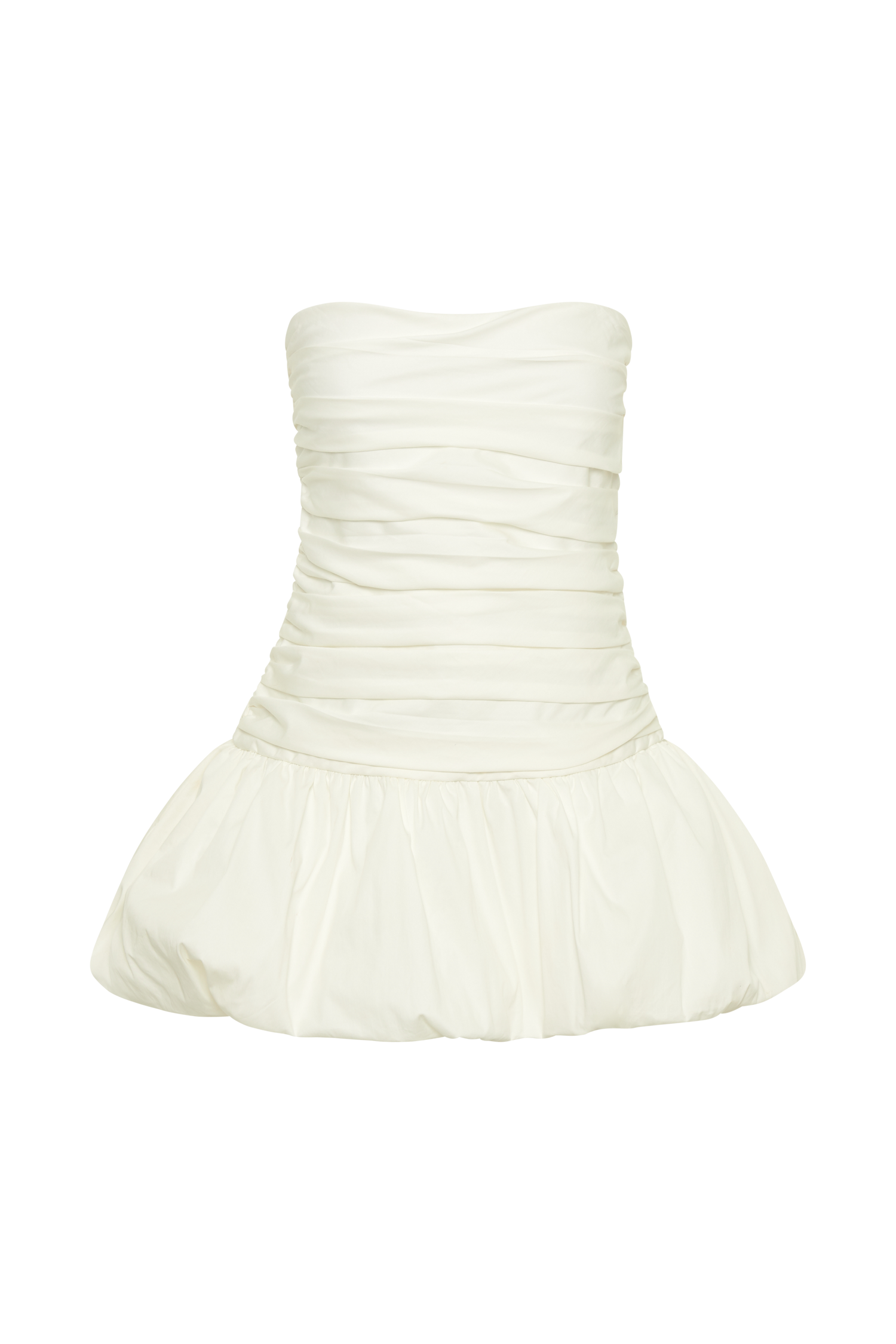 Fran Ruched Cotton Mini Dress - White