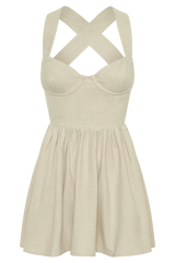 Loz Tie Back Linen Mini Dress - Natural
