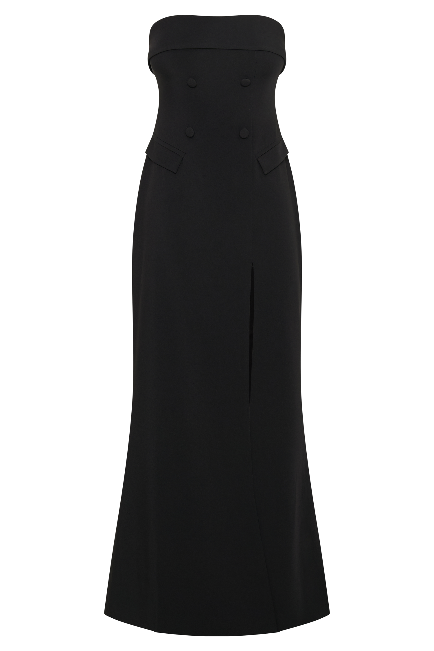 Abbie Strapless Suiting Maxi Dress - Black