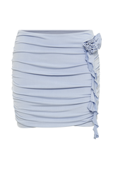 Brydee Ruched Rose Mini Skirt - Powder Blue