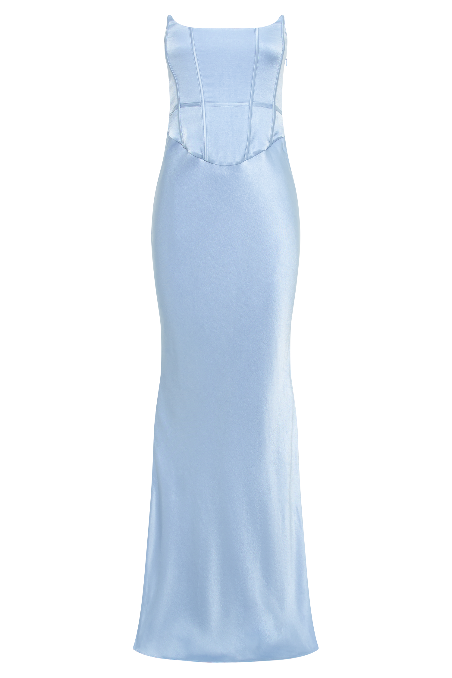 Harlow Satin Strapless Maxi Dress - Cornflower Blue