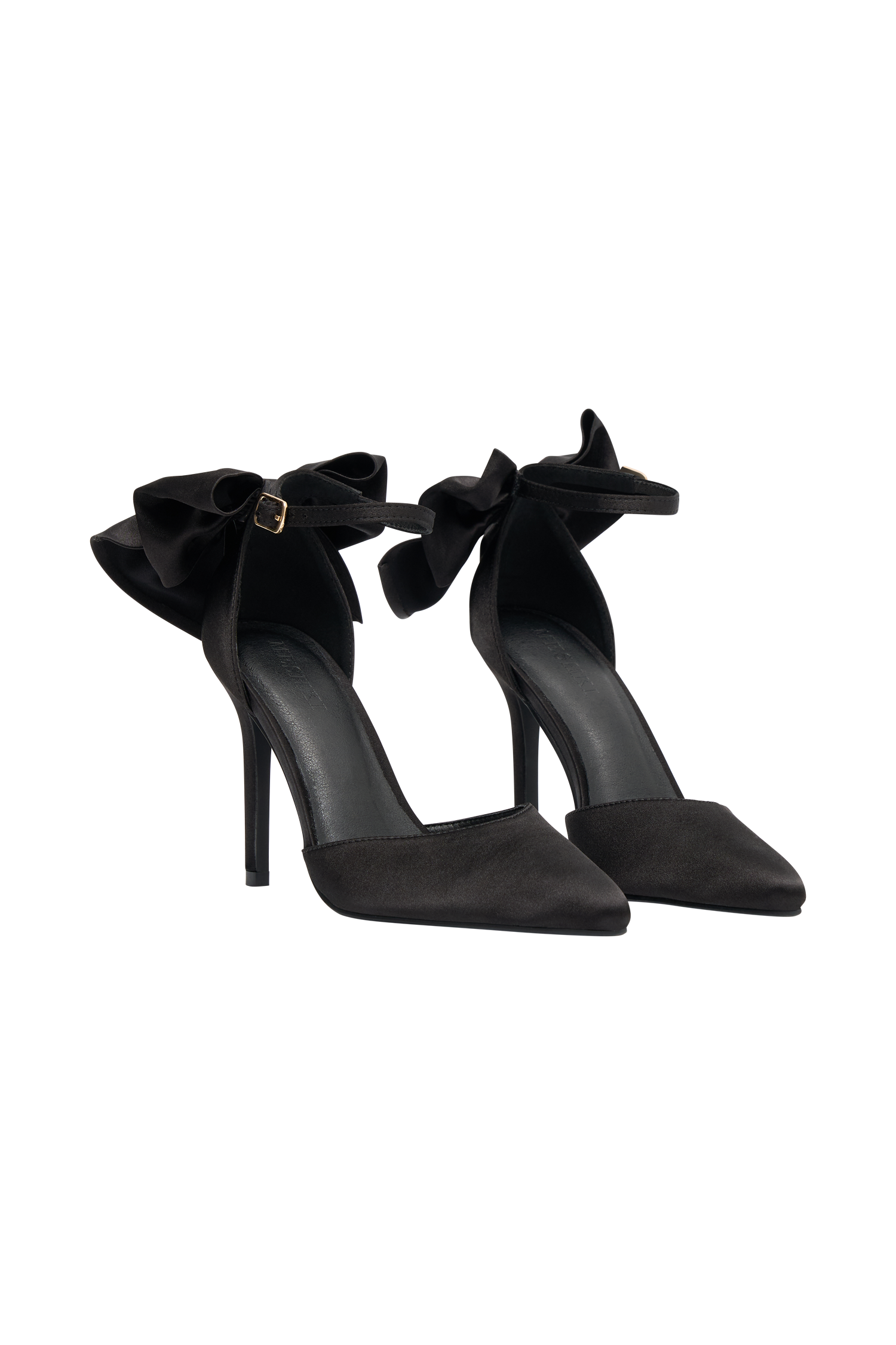 Charmed Satin Bow Heel - Black