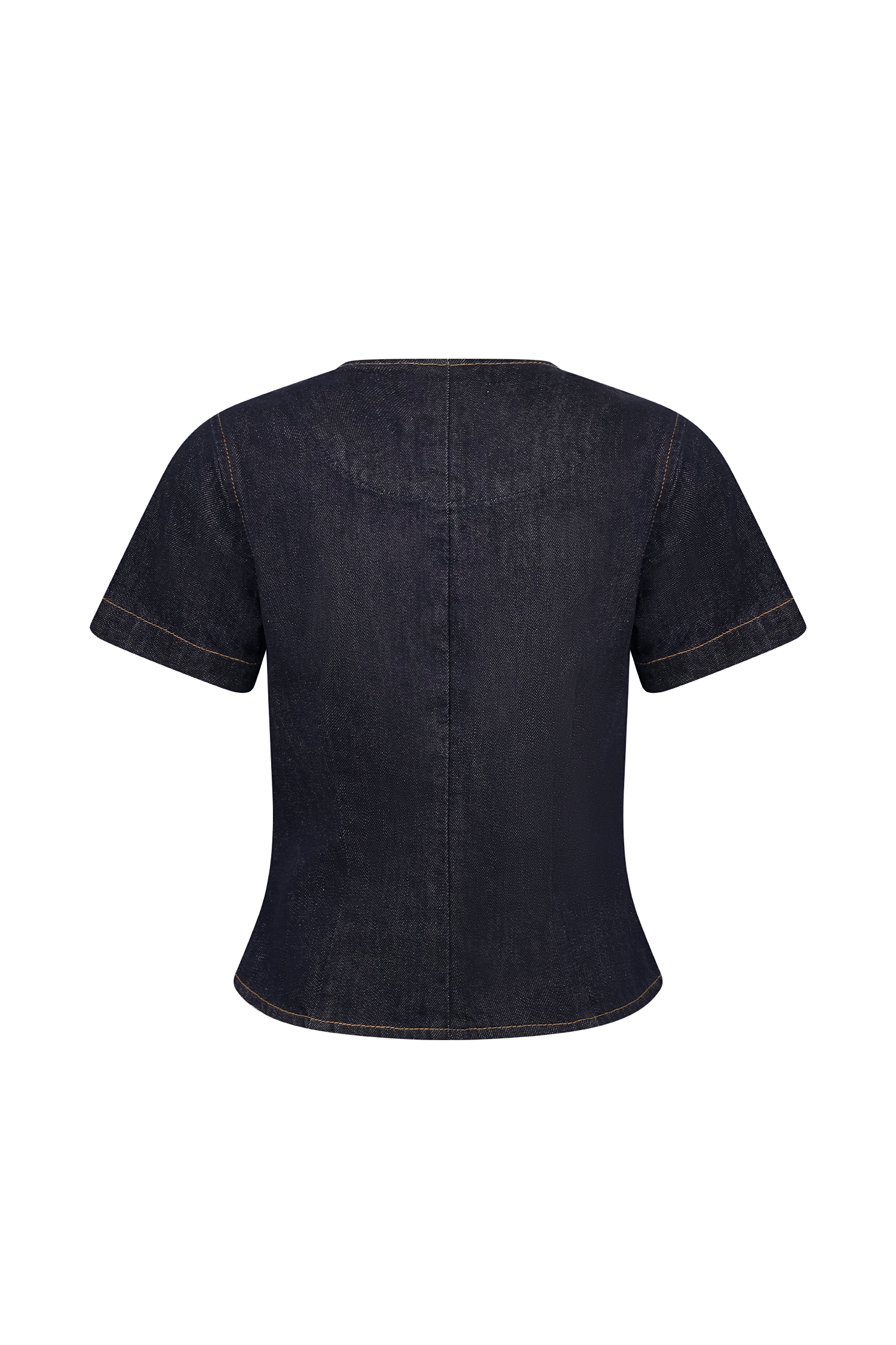 Bethany Short Sleeve Buttoned Denim Top - Washed Indigo Blue