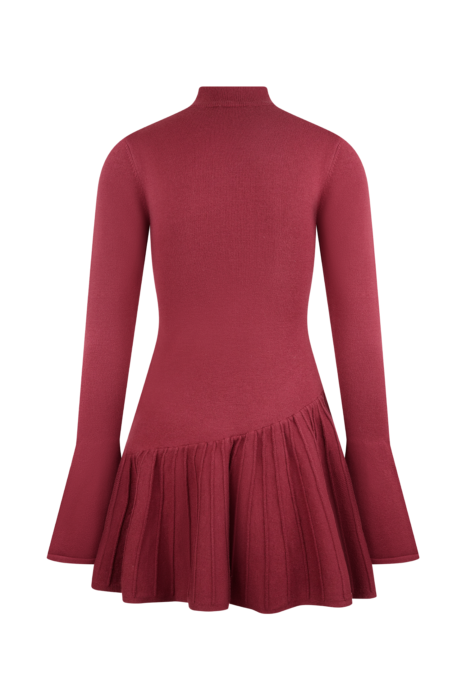 Blair Knit Mini Dress With Pleats - Merlot