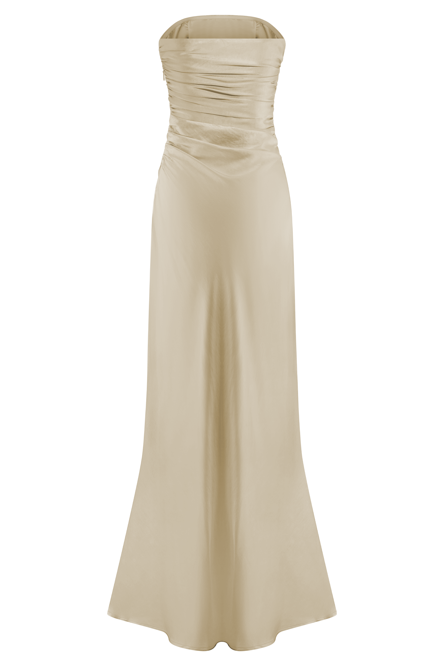 Cedar Strapless Satin Maxi Dress - Blush Gold