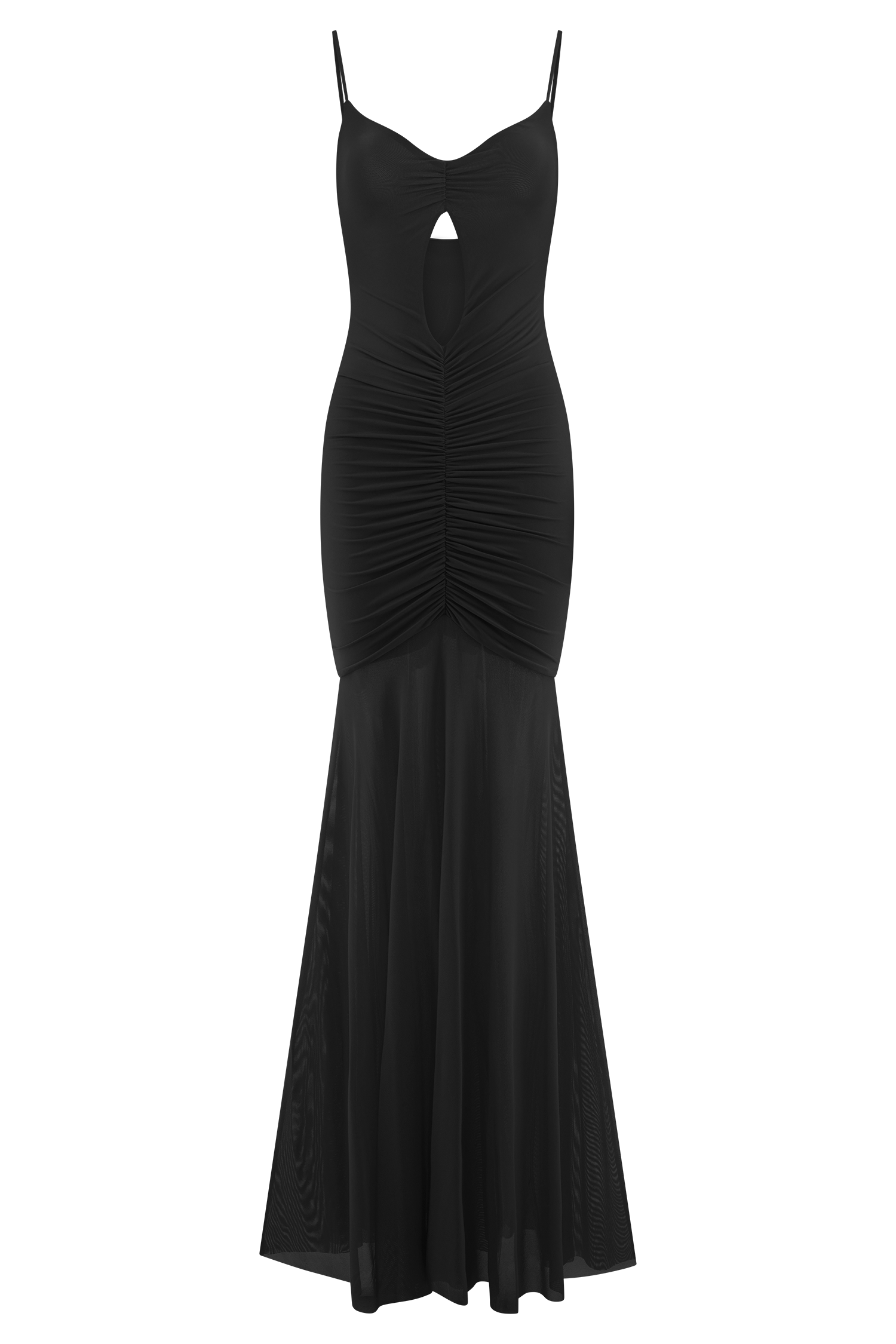 Delaney Slinky And Mesh Maxi Dress - Black